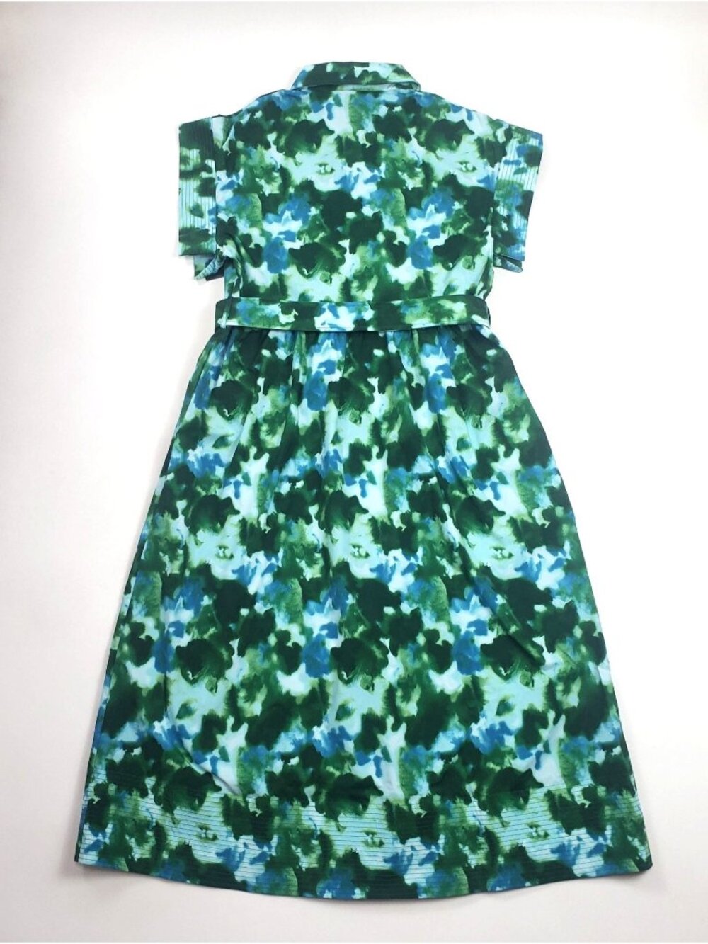 Tuckernuck Chloe Dress Women XXL Deep Lagoon Abstract Watercolor Belted Midi NWT - Picture 6 of 16